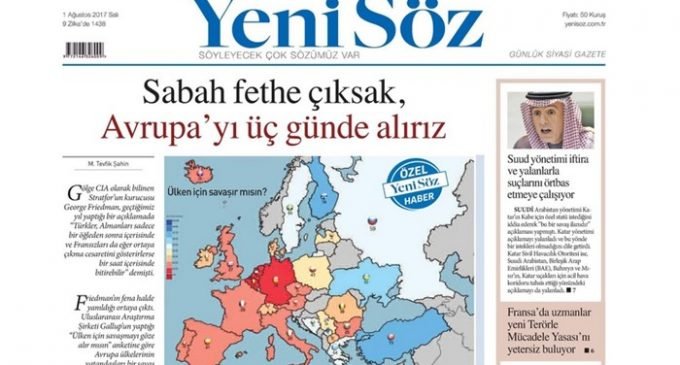 Jornal pró-governo alega que a Turquia conquistaria a Europa em três dias