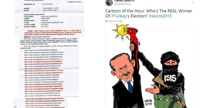 Advogados de Erdogan pedem ao Twitter que censure 11 caricaturas de Carlos Latuff