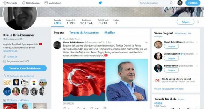 Conta no Twitter da Der Spiegel foi hackeada e postou mensagem pró-Turquia