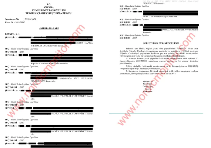 A Embaixada da Turquia nas Filipinas espionou os cidadãos turcos no país e encaminhou a lista de perfis ilegais para Ancara, o que levou ao lançamento de procedimentos judiciais infundados contra eles, informou o Nordic Monitor, citando documentos legais. 