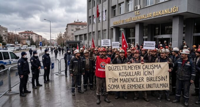 Dezenas de mineiros são detidos durante protesto por salários não pagos em frente ao ministério da energia da Turquia